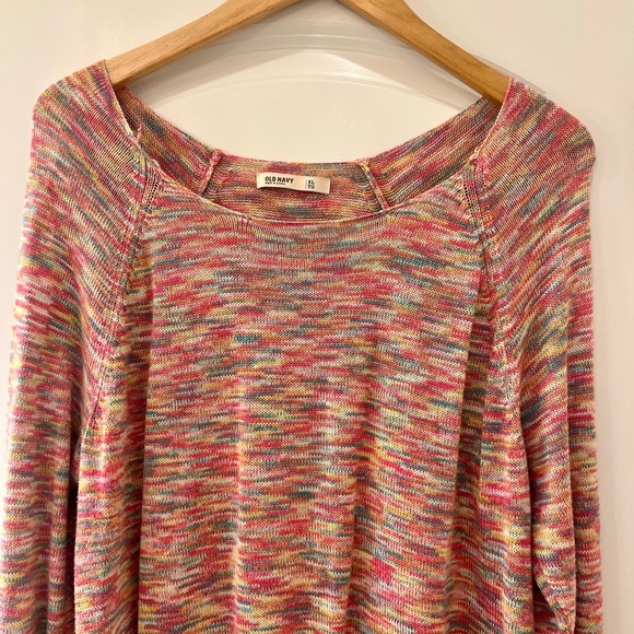 Old Navy Pink Rainbow Bohemian Scoop Neck Sweater, XL - Picture 1 of 10